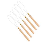 Jeffergarden Kit di Aghi per Extension per Capelli, 5 Pezzi con Manico in Faggio Antiscivolo per Tirare L'ago con Perno in Metallo Flessibile, per Tufting Ed Estensioni dei Capelli Fai da