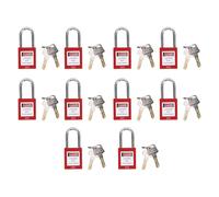 Jeffergarden Lucchetto di Sicurezza Tagout Lockout da 10 Pezzi Set Lucchetto di Sicurezza Tagout Lockout Rosso con Grillo Pop-up Automatico e Meccanismo di Bloccaggio Antifalso