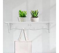 Jeffergarden Mensola da Muro Bianca Intagliata con Ganci per Camera da Letto e Decorazione Domestica, Ritaglio a Forma di Cuore, Robusto Espositore 59x13 Cm