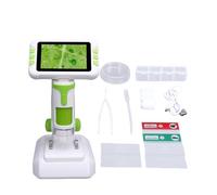 Jeffergarden Microscopio Digitale per Bambini con Schermo LCD da 4 Pollici Ingrandimento 1600X Microscopio da Tavolo Portatile con Luce LED per L'esplorazione delle Scienze Dell'educazione (GREEN)