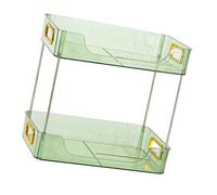 Jeffergarden Organizer da Scrivania, Scaffale da Scrivania a 2 Livelli in Ferro PET, Scaffale da Multistrato per Snack e Tazze, Organizer Ordinato da Bancone per la Decorazione Domestica della (GREEN)