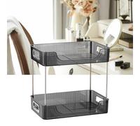 Jeffergarden Organizer da Scrivania, Scaffale da Scrivania a 2 Livelli in Ferro PET, Scaffale da Multistrato per Snack e Tazze, Organizer Ordinato da Bancone per la Decorazione Domestica della (GREY)