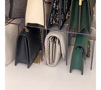 Jeffergarden Organizzatore per Borse a 4 Sezioni, Scaffale in Plastica Trasparente, Ripiano per Borse Impilabile per Armadio, Camera da Letto, Soggiorno (3 Sezione)