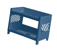 Jeffergarden Organizzatore per Scaffali da Scrivania a 2 Livelli, Supporto per Scaffali Doppio in Plastica per Ufficio, Camera da Letto, Bagno, Design Multifunzionale Salvaspazio 24x15x19 Cm (blu