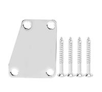 Jeffergarden Piastra per Manico della Chitarra a 4 Fori, Parti di Ricambio Elettriche, Scheda di Rinforzo Trapezoidale Cromata Argento con Viti, per Connettore in Ferro per Basso Elettrico Jazz