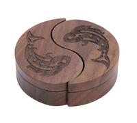 Jeffergarden Porta per Pick di Chitarra in Legno Tai Chi Style Walnut Storage Box con Copertura Magnetica Rotante per Prelievi di Bassi di Chitarra e Piccoli Accessori