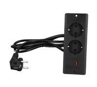 Jeffergarden Presa da Incasso 2 Prese CA 2 Porte USB USB C 5 V 3 A 9 V,22 A 12 1,67 A con Cavo di Alimentazione da 4,9 Piedi PC Ignifugo per Mobili Desktop Armadio A Cassetti (BLACK)