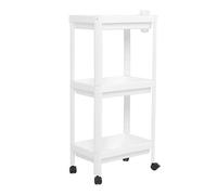 Jeffergarden Scaffale a Torre da Bagno Scaffale Stretto in Plastica da Pavimento Indipendente a 2 3 4 Ripiani con Cestelli Ganci e Ruote Opzionali per Lavello da Ad Angolo WC (3 strati (con ruote))
