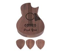 Jeffergarden Scatola di Legno con Supporto per Chitarra con Coperchio Magnetico e 3 Scelte di Collezionista Incisa Portatili per Musicisti