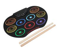 Jeffergarden Set di Batteria Elettronica Portatile con 9 Pad Colorati, Silicone + Plastica, 3 Batterie, 8 Brani Demo, Doppia Opzione di Alimentazione per MP3/smartphone, Tablet, USB, Parti di