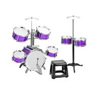 Jeffergarden Set di Batteria Jazz per Bambini con Sgabello, Kit di 7 Strumenti Musicali a Percussione per Principianti, Dinamico Ed Elegante, Materiale Addensato, Pelle Migliorata, Robusto e (BLUE)