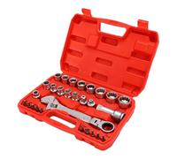 Jeffergarden Set di Bussole a Cricchetto Passanti, Set di Bussole Scanalate Metriche da 13 Pezzi con Chiave Reversibile da 19 Mm, Adattatori, Punte e Custodia per un Fissaggio Versatile su