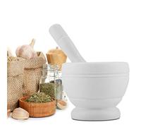 Jeffergarden Set di Pestelli a Mortaio, Macinino di Spezie in Plastica Ergonomica per Casalinga, Facile da Usare per Aglio Ed Erbe, 11x9 Cm (WHITE)