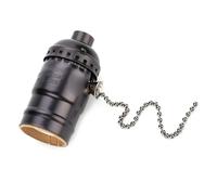 Jeffergarden Società di Luce Industriale Vintage con Interruttore a Catena a Trazione Base in Alluminio Porta Bulbo E27 per Lampada da Scrivania Officinamento per la Spesa dell'allenamento (BLACK)