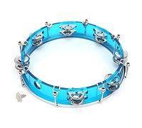 Jeffergarden Tamburello, Strumento Jingles a Percussione Regolabile da 10 Pollici, Design a Doppia per Spettacoli di Feste e Karaoke (BLUE)