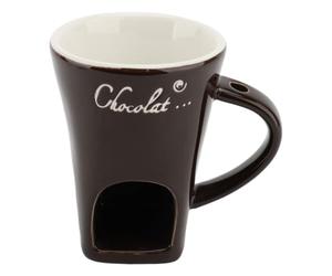 Jeffergarden Tazza per Sciogliere il Cioccolato Tazza Scalda Burro in Ceramica con Riscaldamento a Candela e Forchetta 4 X 4,7 Pollici Scalda Formaggio per Fonduta, Dessert, Feste, Riunioni di (BROWN)