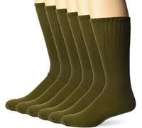 Jefferies Socks Men's Military Uniform All Season Rib Top Crew Boot Socks 6 Pack, Olive Green, 10-13/Shoe: 9-12