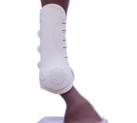 Jeffers Equine Uniquely English Tendon Boots, Set di 2 stivali da cavallo grandi, bianchi, aperti sul davanti, attrezzatura da allenamento, attrezzatura protettiva e protezione delle gambe per saltare