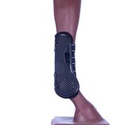 Jeffers Equine Uniquely English Tendon Boots, Set di 2 stivali da cavallo grandi, neri, aperti sul davanti, attrezzatura da allenamento, attrezzatura protettiva e protezione delle gambe per saltare