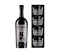 Jefferson Amaro Importante bottiglia da 700 ml con 4 Bicchieri EQUILIBRIO Originali Vecchio Magazzino Doganale in Astuccio Elegante - Idea Regalo Natale - Jefferson Amaro Importante