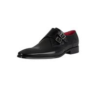 Jeffery West Uomo Scarpe in Pelle con Fibbia Lucida, Black, 43 EU