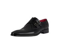 Jeffery West Uomo Scarpe in pelle con fibbia lucida, Nero
