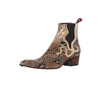 Jeffery West Uomo Stivaletti Chelsea con stampa serpente, Beige