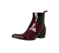 Jeffery West Uomo Stivaletti Chelsea in pelle con cerniera Lightning, Rosso