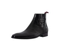 Jeffery West Uomo Stivali Chelsea in pelle lucida con teschio, Nero
