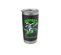 Jeffrey Crushin' It Since Day One Astronauta Dinosaur Cartoon Bicchiere termico in acciaio inox doppia parete