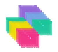 JEFURE 20 Pezzi Busta con Bottone A5, Busta Porta Documenti, Cartelline in plastica forate a 7 fori con chiusura a strappo, Buste Cartelline A5 Trasparenti per Organizzare i Documenti (5 Colori)