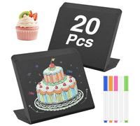 JEFURE 20 Pezzi Mini Lavagnette Cancellabili, 10*7.5cm Tipo L Piccola Lavagna Cancellabile, Mini Lavagna con 5 Penne e 1 Panno, Cartellini Prezzi, Lavagnette Segnaposto per Buffet, Feste, Ristoranti
