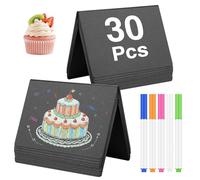 JEFURE 30 Pezzi Mini Lavagnette Cancellabili, 10 * 7.5cm Piccola Lavagna Cancellabile, Mini Lavagnetta con 5 Penne e 1 Panno, Cartellini Prezzi, Lavagnette Segnaposto per Buffet, Feste, Ristoranti