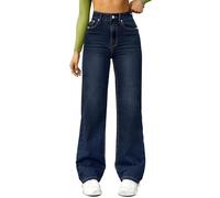 Jeggings Fit Strappati Push Up Y2k Jeans Zampa Donna Gamba Larga Baggy Jeans Larghi Gamba Dritta Skinny 2025 Pantalone Curvy Wide Leg Larghi Pantaloni Curvy Donna Blu Scuro XXL