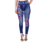 Jeggings Ultra Elastici Donna con Motivi Floreali Colore Blu Pantaloni Attillati Massima Elasticizzati Idea Regalo comodità Relax e Stile Jeggins Donna Skinny (40-44 S IT Donna)