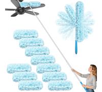 JEHONN Spolverino per Polvere 10 Ricariche Compatibile con Swiffer Bastone, 180 cm Togli Ragnatele Allungabile Resistente Kit Iniziale per Soffitto Ragnatela Ventilatore Tenda Mensole Finestra
