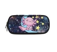 Jeiento Astuccio grande capiente con 3 scomparti, per adolescenti, ragazzi, ragazze, studenti, adulti, Moon Stars Axolotl, Zaino per la scuola