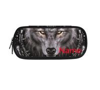 Jeiento Astuccio leggero per ragazze, organizer da scrivania, multifunzione, per studenti e ragazzi, grande capacità, astuccio per matite e penne, Aggiungi il nome del tuo bambino su Cool Wolf, Zaino