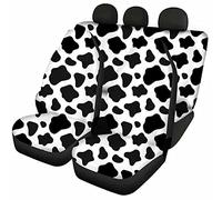 Jeiento Auto Accessiores - Coprisedili universali per auto, 4 pezzi, con stampa di mucca, per uomo, adatto per SUV, furgoni, camion, sedile anteriore con copertura per panchina, colore: nero e bianco