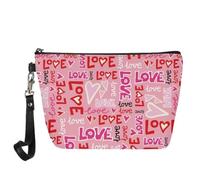 Jeiento Beauty case in pelle per San Valentino, borsa da viaggio per cosmetici, multifunzionale, piccola borsa per cosmetici, idea regalo per donne e ragazze, per San Valentino, Design con testo a