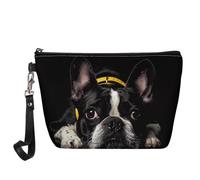 Jeiento - Beauty case per cosmetici da viaggio, portatile, per donne, piccola trousse per il trucco, organizer per articoli da toeletta, in pelle sintetica, Bulldog francese., L