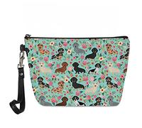 Jeiento - Beauty case per cosmetici da viaggio, portatile, per donne, piccola trousse per il trucco, organizer per articoli da toeletta, in pelle sintetica, Bassotto, L