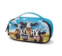 Jeiento Borsa isolata per forniture diabetiche per penne da insulina Giallo Girasole Mucca Diabete Custodia da viaggio Kit diabetico Borsa portatile per il trasporto diabetico Borsa di raffreddamento