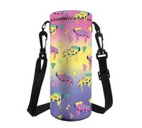 Jeiento Borsa per bottiglia d'acqua Borsa per bottiglia d'acqua con spallacci regolabili portatili Borsa a tracolla per bottiglia d'acqua per donne uomini bambini accessori da viaggio, Simpatica