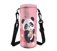 Jeiento Borsa per bottiglia d'acqua con coulisse carino panda e tè al latte in acciaio inox porta bottiglia di plastica porta bottiglia palestra sport corsa camminata jogging campeggio titolari