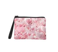 Jeiento Borsa per trucchi con cerniera, per donne e ragazze, piccola portamonete alla moda, da viaggio, lavoro, shopping, con clip per banconote, borsetta per San Valentino, regalo per fidanzata e