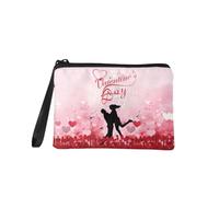 Jeiento Borsa per trucchi con cerniera, per donne e ragazze, piccola portamonete alla moda, da viaggio, lavoro, shopping, con clip per banconote, borsetta per San Valentino, regalo per fidanzata e