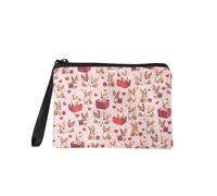 Jeiento Borsa per trucchi con cerniera, per donne e ragazze, piccola portamonete alla moda, da viaggio, lavoro, shopping, con clip per banconote, borsetta per San Valentino, regalo per fidanzata e