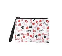Jeiento Borsa per trucchi con cerniera, per donne e ragazze, piccola portamonete alla moda, da viaggio, lavoro, shopping, con clip per banconote, borsetta per San Valentino, regalo per fidanzata e