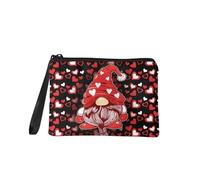 Jeiento Borsa per trucchi con cerniera, per donne e ragazze, piccola portamonete alla moda, da viaggio, lavoro, shopping, con clip per banconote, borsetta per San Valentino, regalo per fidanzata e